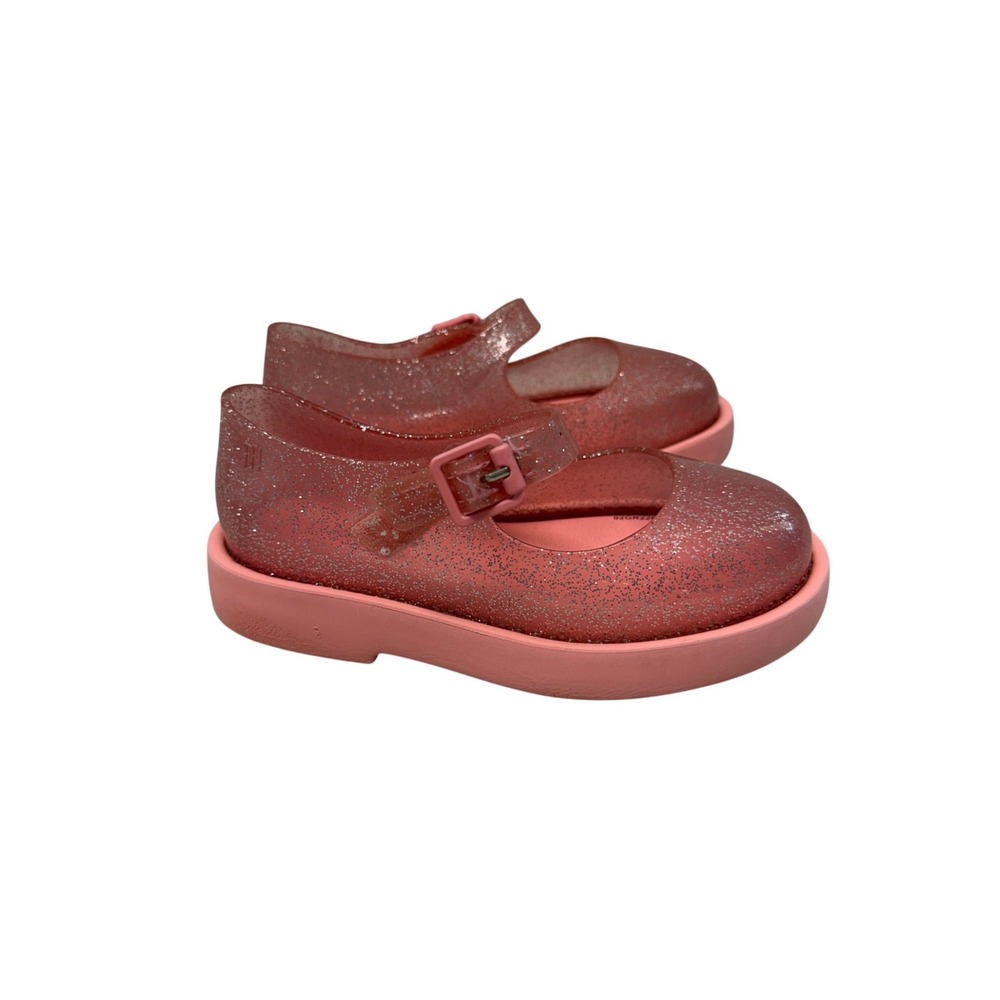 Mini Melissa Toddler Girls Pink Glitter Mary Jane Jelly Shoes Size 9